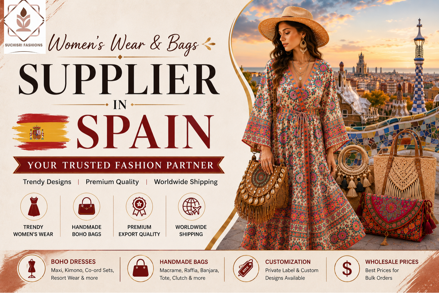 Womens Wear and Bags Supplier in Spain | Suchisri Fashions